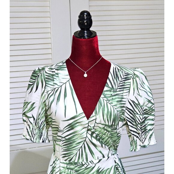 Alex Marie Women's Ashlyn Wrap Palm Paradise Print Linen Blend Dress Sz 8 2793‎ - Picture 4 of 10
